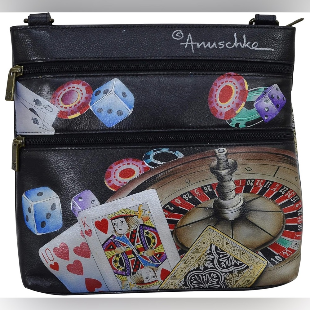 Anuschka High Roller hand painted leather crossbody purse - Picture 4 of 10